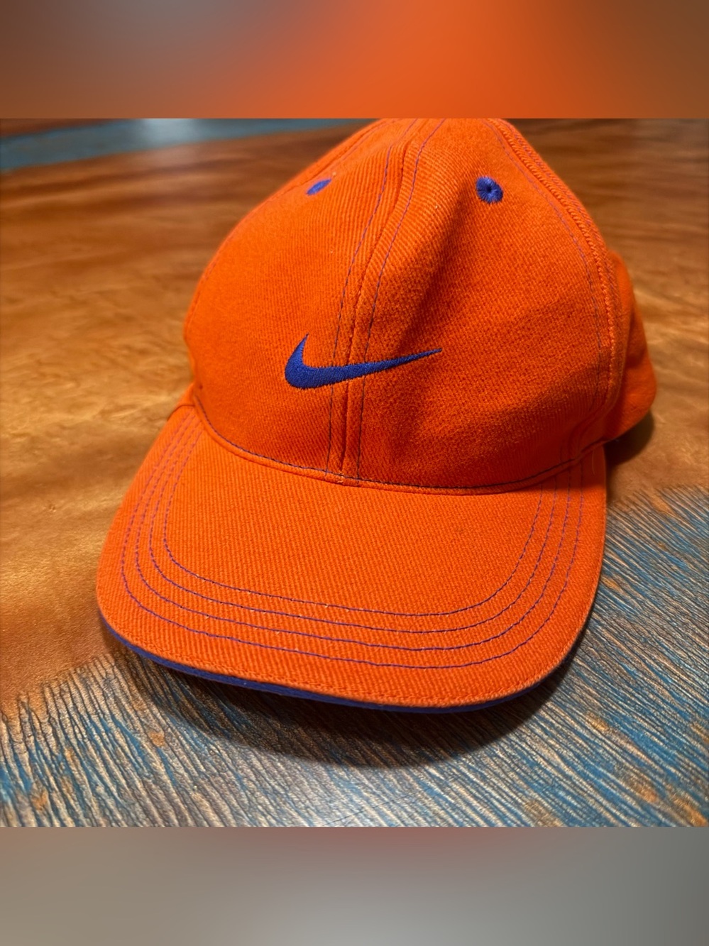 Vintage 90s Nike Orange blue center Swoosh Baseball Cap